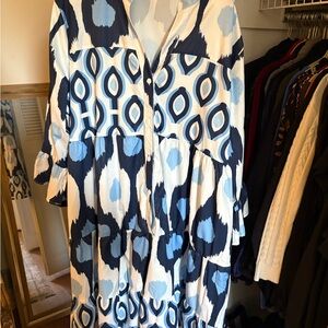 Blue and White Patterned Dress